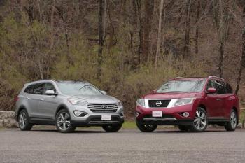 Nissan Pathfinder 2013 г. против Hyundai Santa Fe 2013 г.