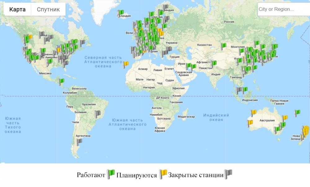 Водородные заправки на карте мира